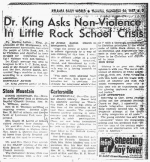Dr. King Asks Non-Violence In Little Rock School Crisis”