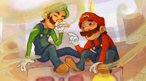 green like luigi from mario and could reference smoking weed