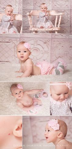 month old photography, baby girl, baby photography, pink antique ...