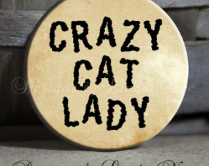 CRAZY CAT LADY on tan Quote Sassy Sarcastic Witty Quotes - Magnet, Key ...