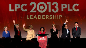 leadership candidates stand on stage during the Federal Liberal ...