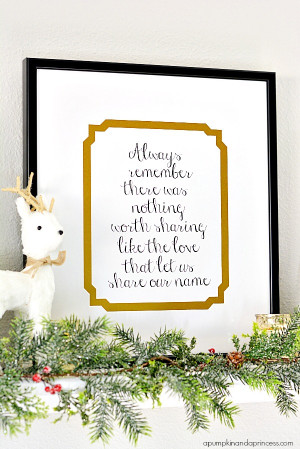 ... Framing with Holiday Decor – a custom framed family quote printable