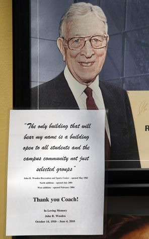 ... John Wooden inside the John Wooden Center at UCLA in Los Angeles