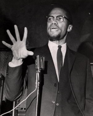 Malcolm X speaking at Corn Hill Church on Feb. 16, 1965