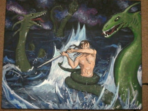 Beowulf fighting with Grendel's mother.Beowulf Fight, Beowulf Projects