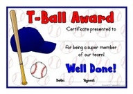 Ball award certificates