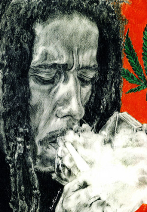 Bob Marley Smoking Weed Quotes Cartoon