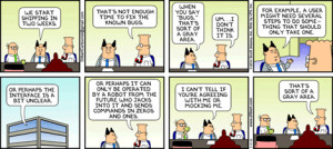 Dilbert on software bugs vs usability issues