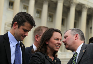 Adam Kinzinger U S Rep Tim Griffin R AR R talks to Rep Martha