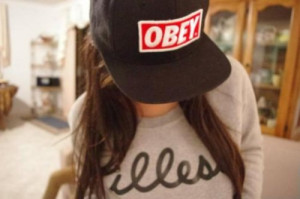 fashion, girl, hat, illest, obey, swag, sweatshirt