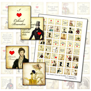 Jane Austen Sense and Sensibility 1x1 inchies digital collage sheet 25 ...