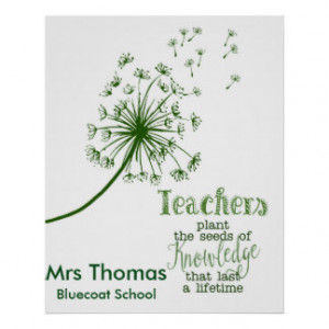 Teacher Thank you poster dandelions fingerprints