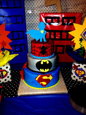 Superhero Theme Birthday Cake With Superman...