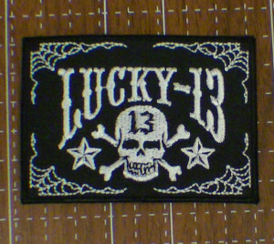 Lucky 13 embroidered patch 9cm x 6cm