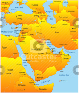 Middle East Map with Capitals