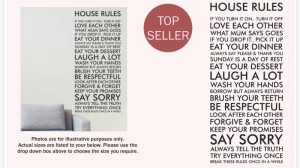 Details about HOUSE RULES wall quote sticker decal WQ2