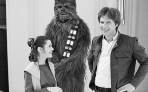 Wars Han Solo Harrison Ford Chewbacca BW Carrie Fisher Princess Leia ...