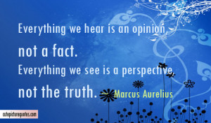 ... we see is a perspective , not the truth .~ Marcus Aurelius Quotes