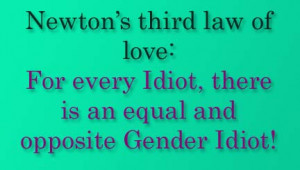 ... of love for every idiot there is an equal and opposite gender idiot