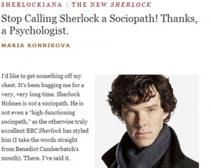 When Cumberbatch calls himself a sociopath, he is responding to a ...