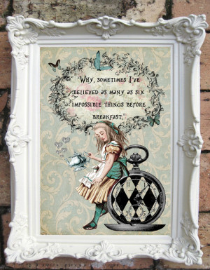 ALICE in Wonderland Decor Shabby Chic Decor. Quote Print. Vintage ...