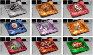 Borrowed slogans from popular companies for condoms.