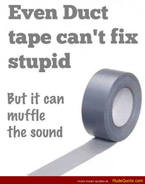 Even duct take can’t fix stupid. But it can muffle the sound.