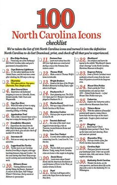 Just to be sure you don't miss a thing; 100 North Carolina Icons ...