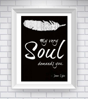 Quote Typography Print - Black and White - Jane Eyre Love Quote ...