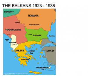 Map of the Balkans 1918 1938 years Czech Republic and other Balkan