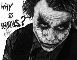 As the Joker makes funnies about murder and burns the dreams of men ...