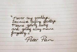 ... means going away and going away means forgetting. – Peter Pan
