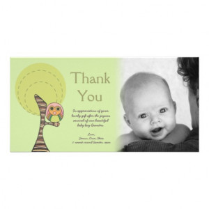Owl Thank You New Baby Arrival Gift Photocard Photo Cards