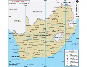 South Africa Latitude and Longitude Map