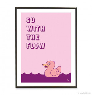 Cute purple rubber ducky quote poster print art - Go with the flow ...