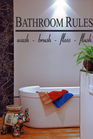 about BATHROOM RULES ~ Vinyl Wall Quote Sticker Art Inspirational ...