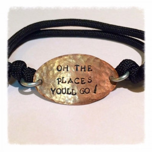 Dr seuss quote, oh the places youll go, flattened penny bracelet