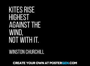 Kites rise highest against the wind, not with it.