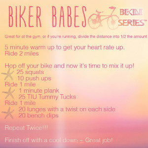 Wednesday : Biker Babes routine + TIU: Bikini Yoga