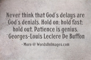 Never think that god delays are god denials. hold on, hold fast, hold ...