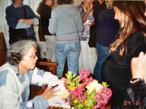 Ina May Gaskin signing her then new book Ina Mays Guide to