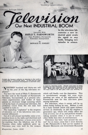 Television: Our Next INDUSTRIAL BOOM (Jun, 1936)