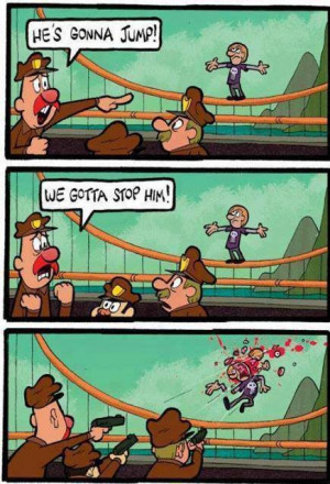 Funny cartoons trips – Hes gonna jump stop him