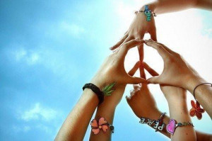 friends, friendship, hands, love, peace, sky