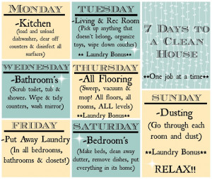 Days to a Clean House . Please feel free to print this calendar I ...