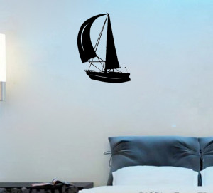 5x Sail Boat Boys Kids Nautical Room Wall Decal Decor- Say Quote Word ...