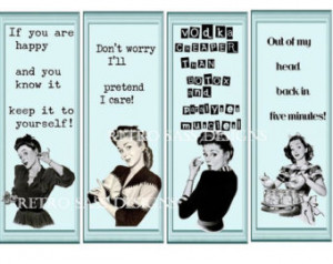 Sassy RETRO LARGE tags/bookmarks funny sayings style from the 50's SET ...