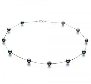 PearlsOnly Tin Cup Black 6.5-7.0mm AA Japanese Akoya Pearl Necklace ...