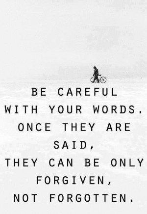 be careful with your words once they are said they can only be ...