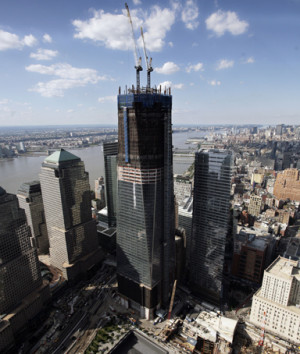 One World Trade Center has reached the 80th floor in this aerial photo ...